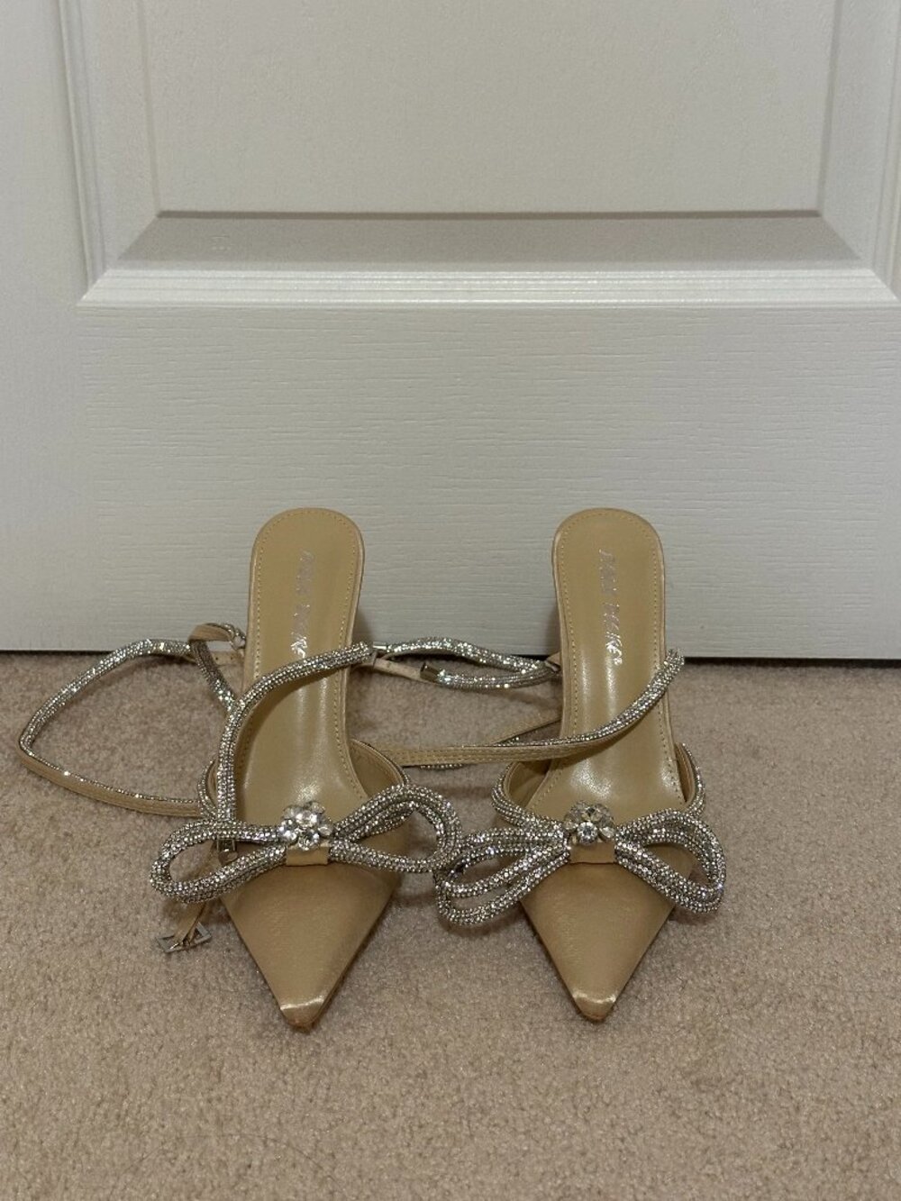 Public Desire Rhinestone Bow Pointed Toe Heels